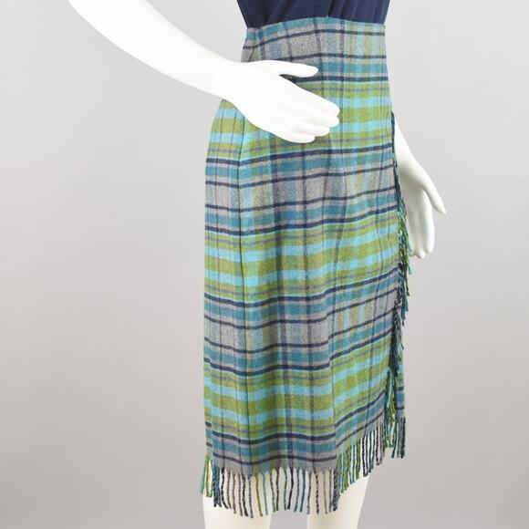 J. Jill Plaid Wrap Blanket Skirt with Fringe, NWT Women's Size 12 - Picture 3 of 10